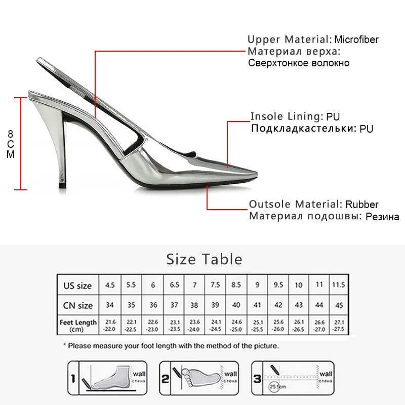 GOGD Brand Fashion Silver Pumps Women Shiny Metallic High-Heels Stilettos Shoes Slip-On Classic Office Lady Dress Party Shoes images - 6