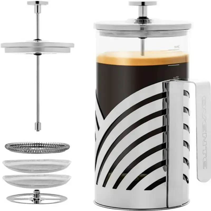 

Кофеварка во французском прессе из нержавеющей стали, 34 унции, с 3 фильтрами, плунжерная система и Термостойкое боросиликатное стекло для De