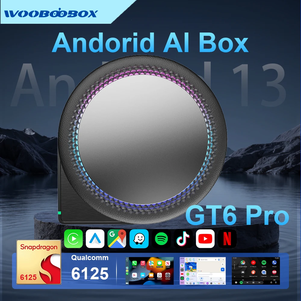 Фото Универсальный беспроводной USB-адаптер 3-в-1 CarPlay Android Auto AI Smart Box с Wi-Fi для YouTube, Netflix, TikTok, Honda Plug GT6 Pro №1