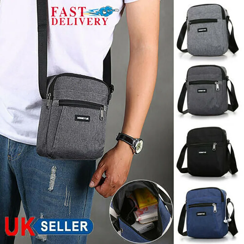 

18CM*12CM*4CM Fashion Academic Mens Messenger Bag with zipper Waterproof Cross Body Shoulder Travel Work Utility Bags
