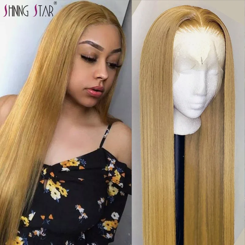 Honey Blonde Lace Front Wig Ginger Human Hair Wigs Straight 13X4 Hd Lace Frontal Wig Colored Lace Front Human Hair Wigs Remy