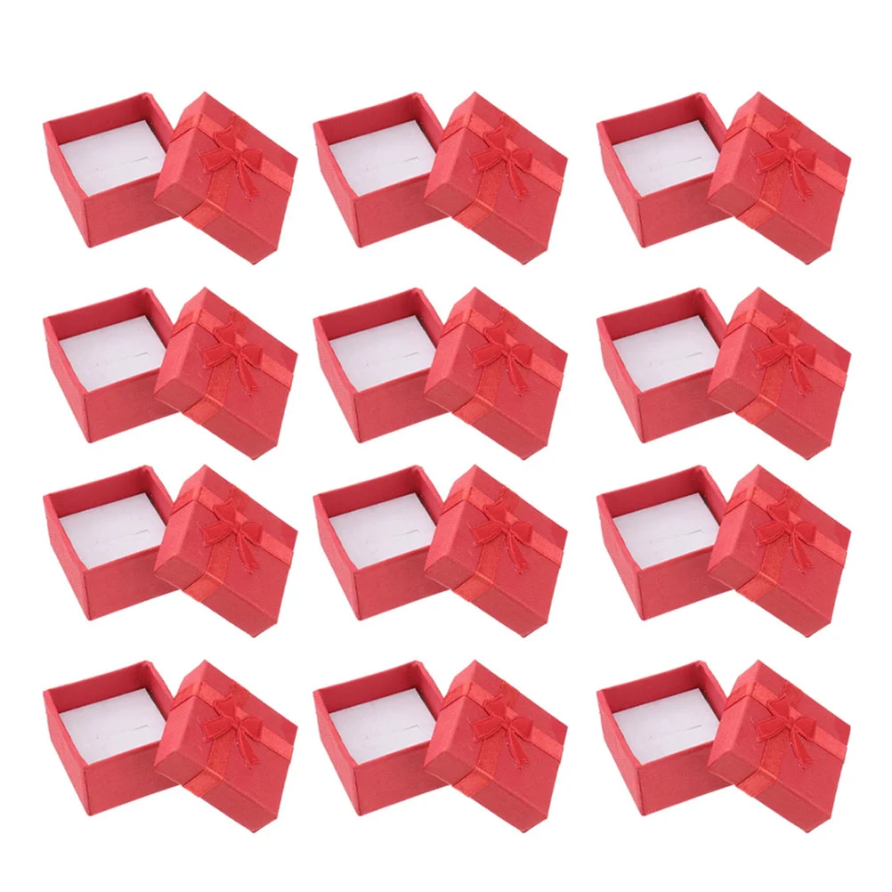 

Boxes Jewelry Ring Gift Cardboardbox Bulk Packaging Blue Small Squareinsertsfor Selling Bow Mini Lids