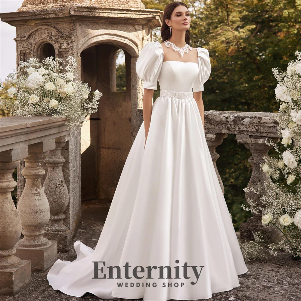 Женское свадебное платье на пуговицах ТРАПЕЦИЕВИДНОЕ ПЛАТЬЕ до пола с