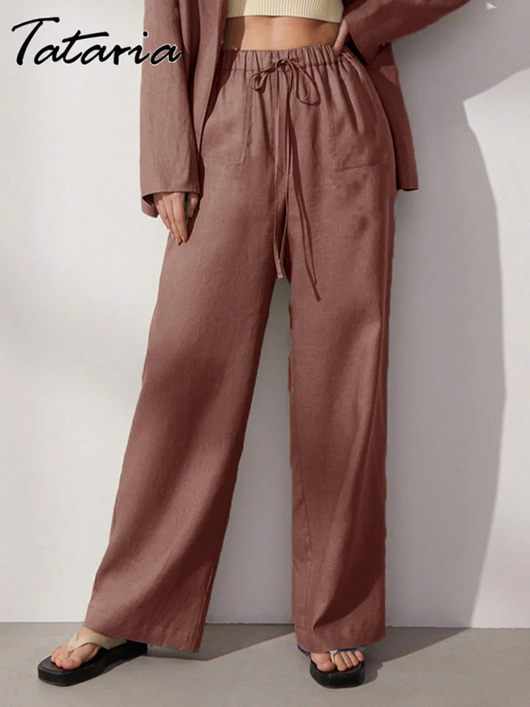 Женские хлопковые брюки серые шаровары с высокой талией свободные мягкие