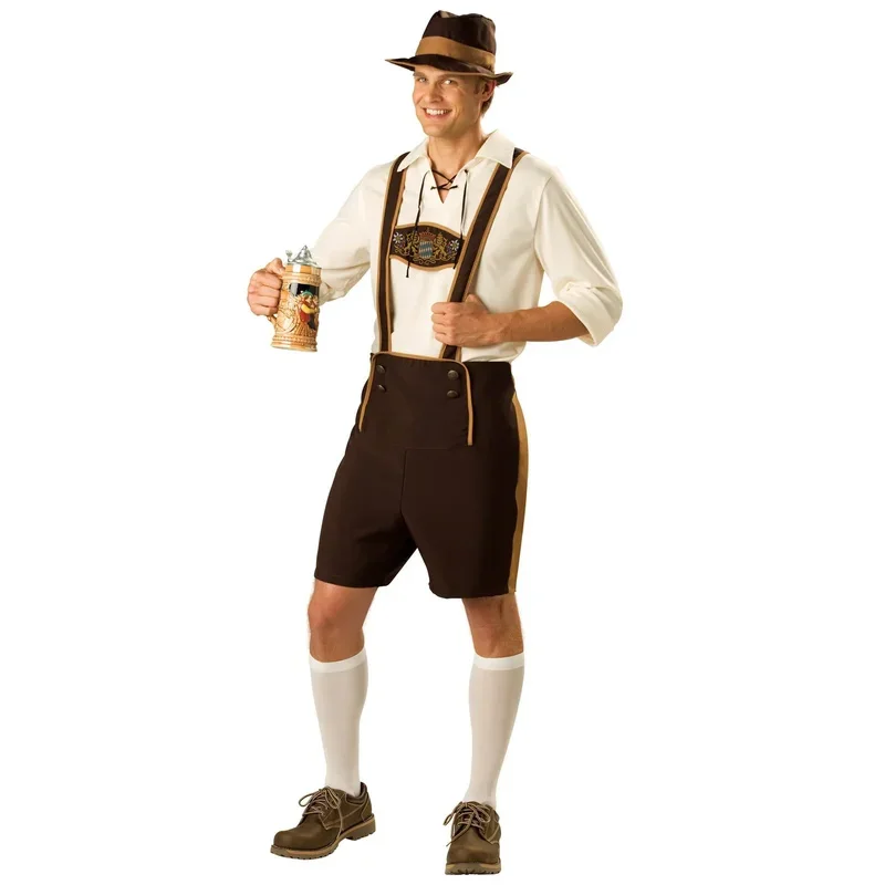 Фото Костюм для косплея Октоберфест Lederhosen, баварский Октоберфест, пивной фестиваль, костюмы для косплея, Хэллоуин для мальчиков, пивной костюм №2