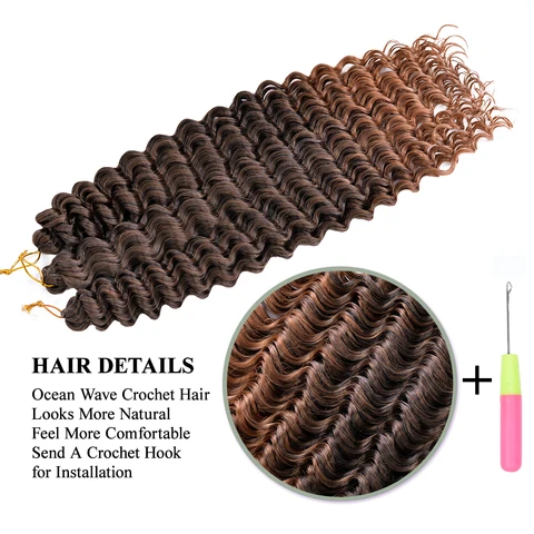 22 дюйма Глубокий Волнистый Твист Кроше Оплетение Волос Наращивание Синтетический Braid Афро Кудри Воды Волна Твист Кроше Оплетение Волос Для Женщин