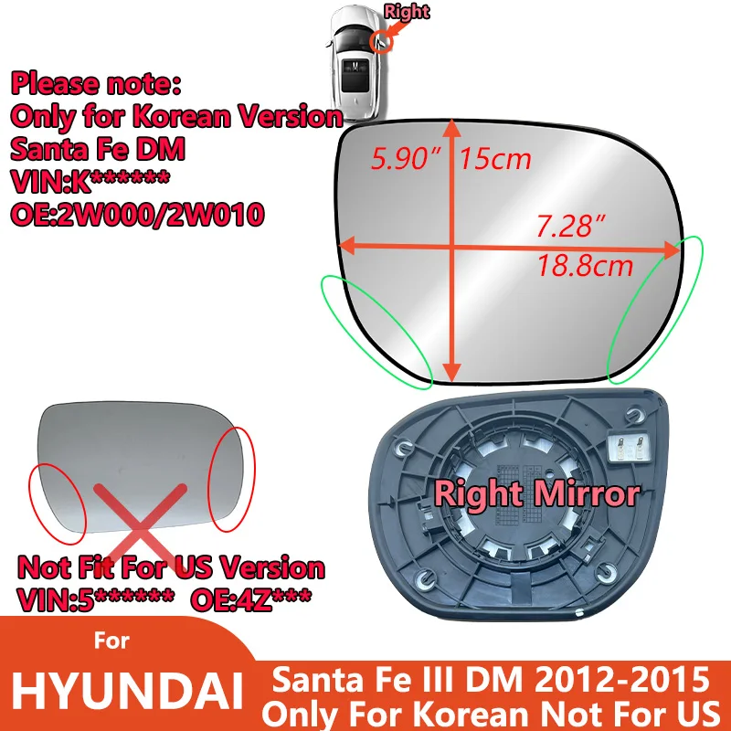 

Левое и правое внешнее зеркало заднего вида для Hyundai SANTA FE DM 2012-2015 с подогревом/объективом бокового зеркала/автомобильные запасные части