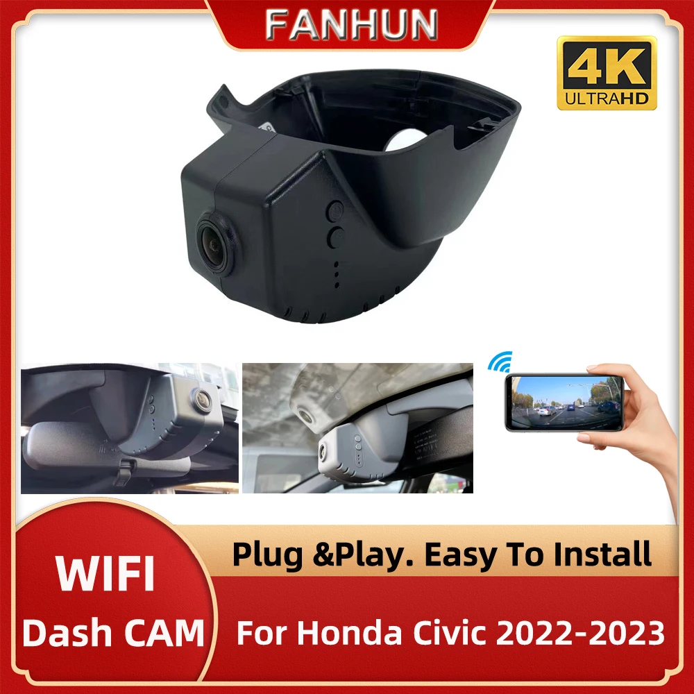 

4K 2160P WIFI Dashcam Car DVR Video Recorder For Honda Civic 2022 2023 11th Gen Sedan Hatchback Dash Camera Night Vision