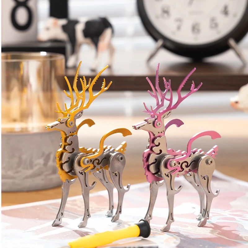 Фото Металлическая 3D-головоломка MOKR Little Deer для детей, подарок и игрушка, развивающая головоломка для взрослых, обучающая модель-конструктор DIY №1