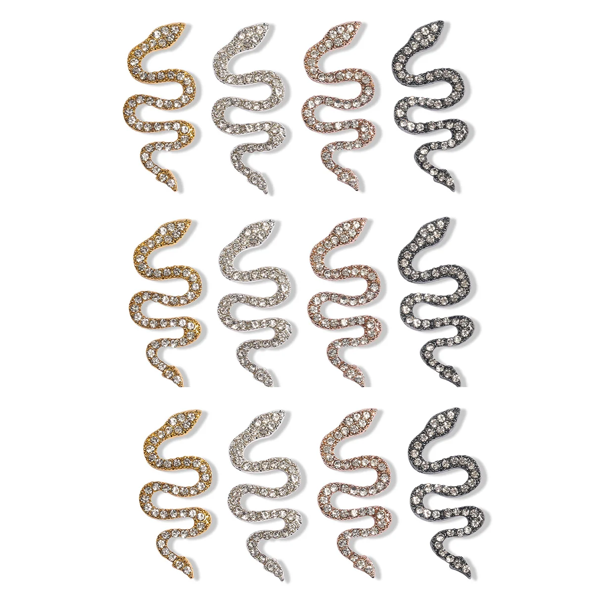 

12pcs Nail Rhinestone Snake Charms Nail Ornament DIY Nail Art Supplies