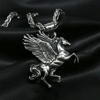 vintage greek mythology pegasus unicorn pendant necklace for men punk 316l stainless steel pegasus wings necklace jewelry
