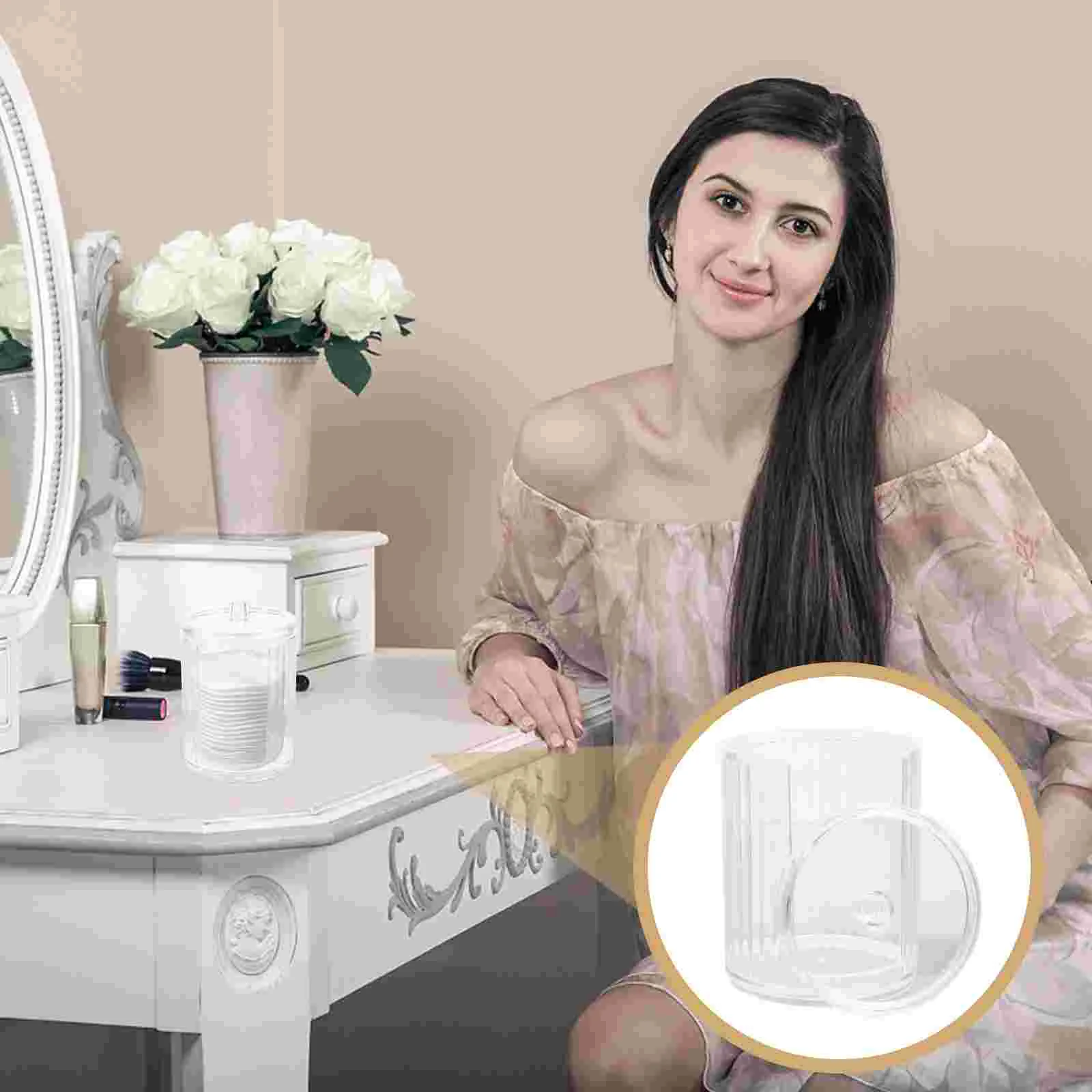 

Cotton Organizer Makeup Pads Storage Sponge Holder Casecontainer Rounds Swab Bathroom Canisters Jar Beauty Stand