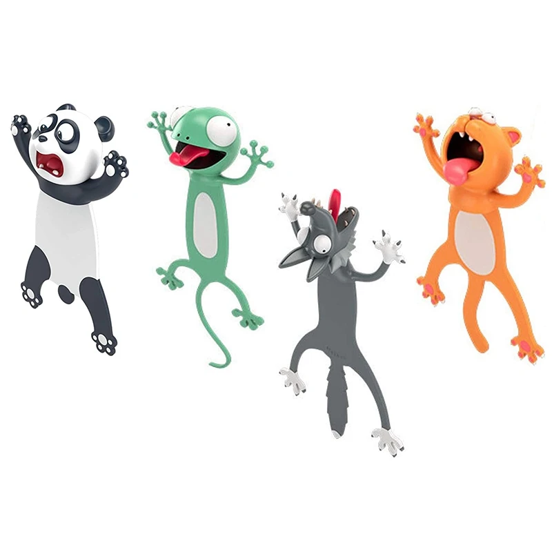 

4PCS 3D Cartoon Animal Bookmark Novelty Cute Funny Wacky Bookmark Book Friend Bookmark For Kids Students Stationery