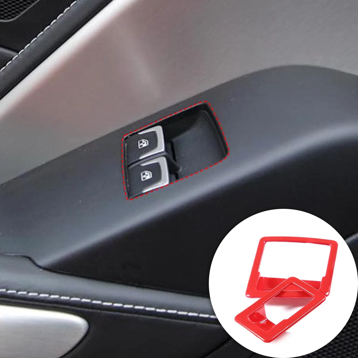 

For Chevrolet Corvette C7 2014-2019 ABS Red/Carbon Fiber Car Door Window Lift Switch Frame Cover Trim sticker Car Accessories