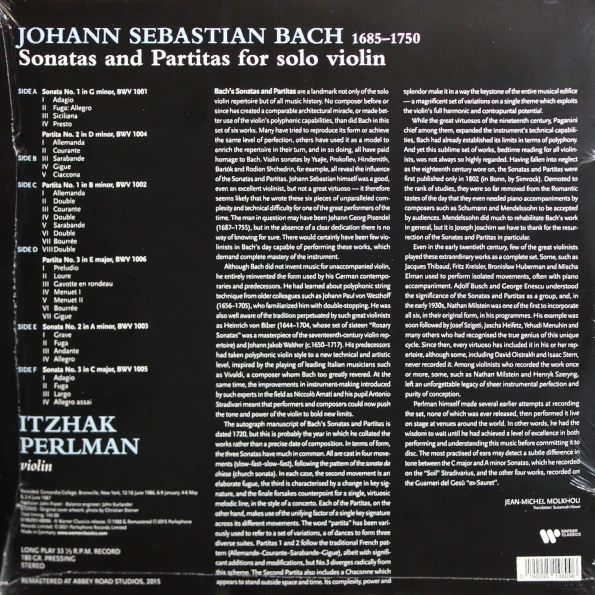 Itzhak Perlman / J.S. Bach: Sonatas And Partitas (3LP) |