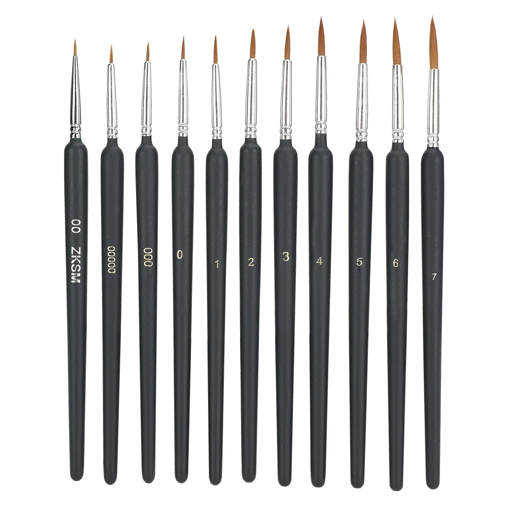 

11pcs Painting Brush Weasel Hair Stroke Edge Drawing Tool Art Supplies for Watercolor Gouache O 11pcs