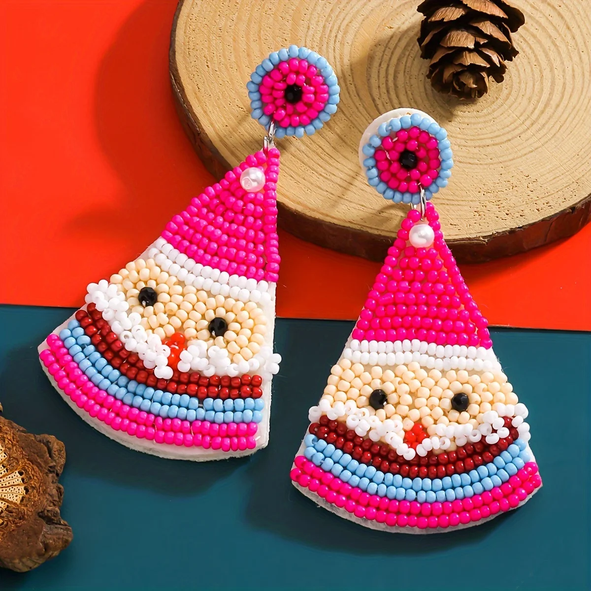 Рождественские Украшенные бусинами серьги Санта-Клауса Vedawas милые красочные