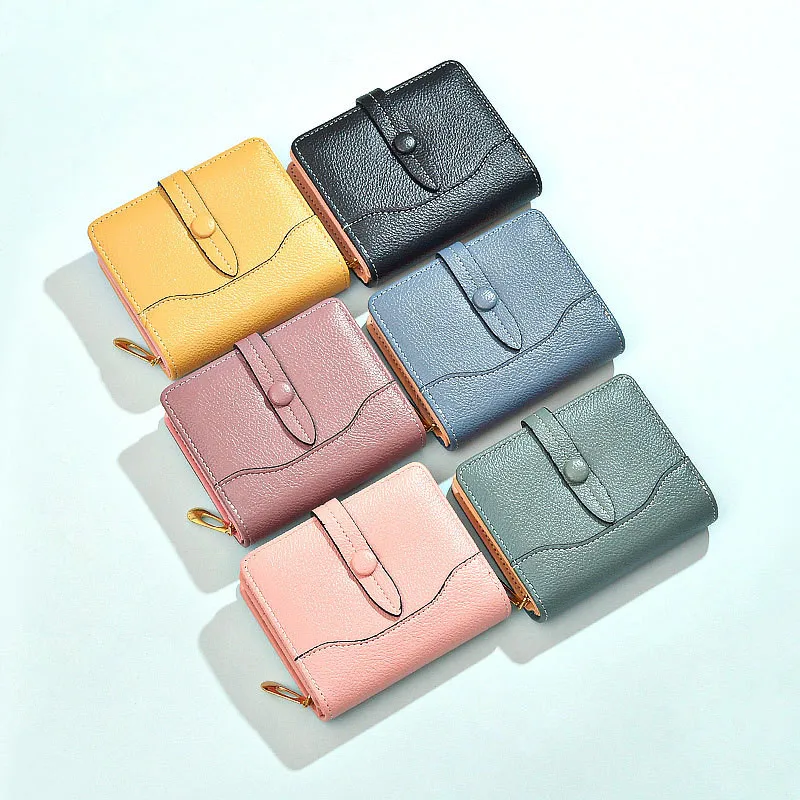 

Women's Short Wallet PU Leather Solid Color Simple Multi-card Slots Change Business/Bank/ID/Credit Card Holder Mini Coin Purse