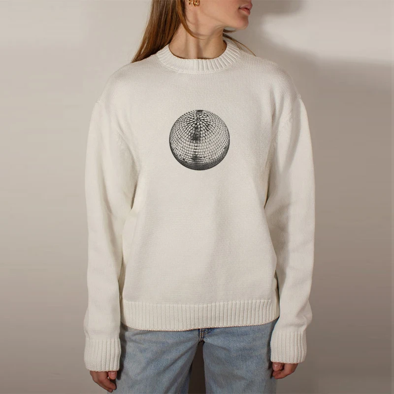 Женские повседневные вязаные свитера осенняя мода свитер с графическим принтом