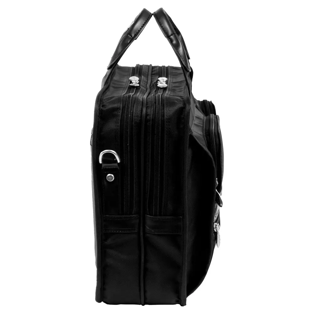 McKlein HUBBARD, Nylon Double Compartment Laptop Briefcase, Tech-Lite Ballistic Nylon, Black (58435)