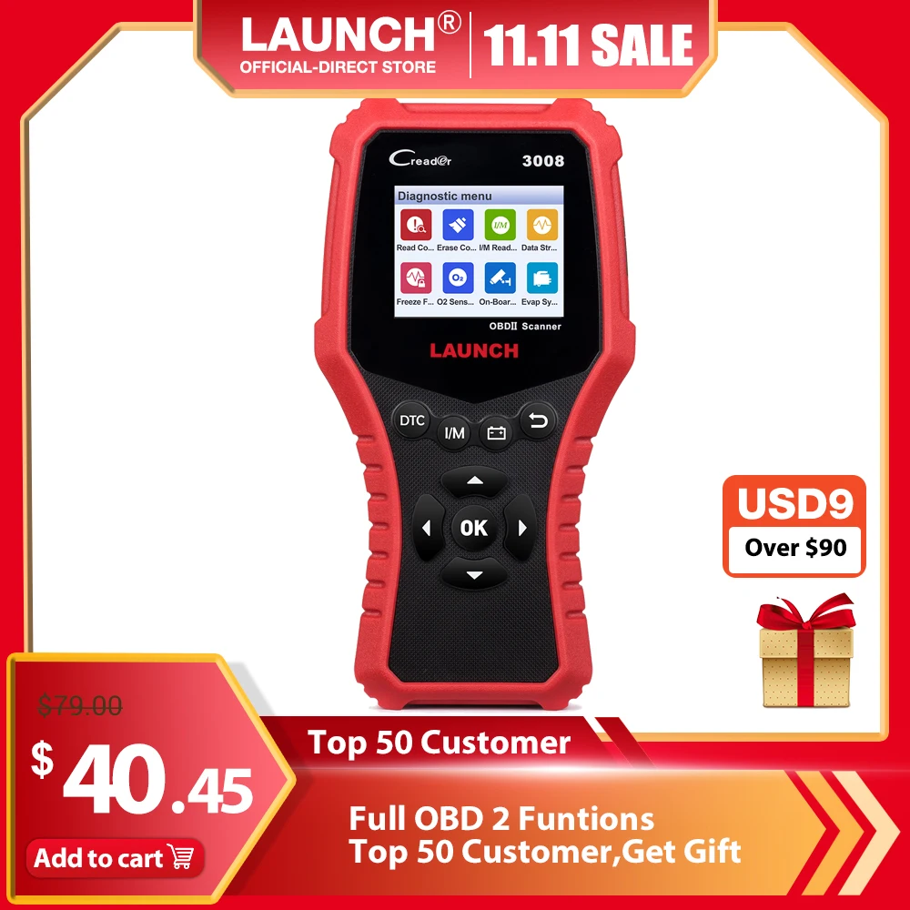 

Диагностический сканер OBD2 LAUNCH X431 CR3008, устройство для чтения кодов OBDII, PK CR3001, KW850, KW310