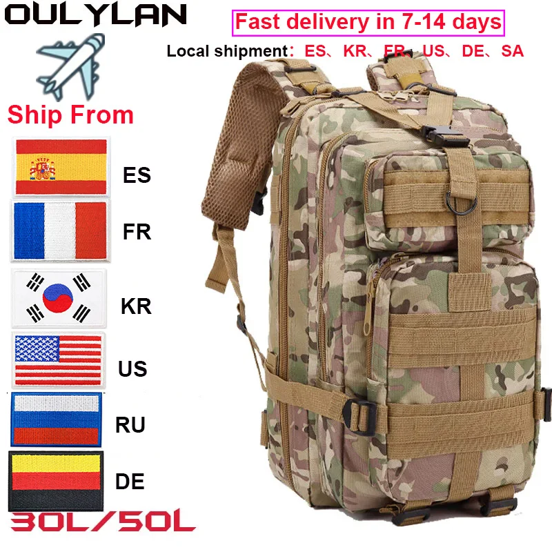 

Oulylan 30L/50L Tactical Backpack Men 900D Nylon Military Hiking Waterproof Rucksacks Army Outdoor Camping Trekking Hunting Bag