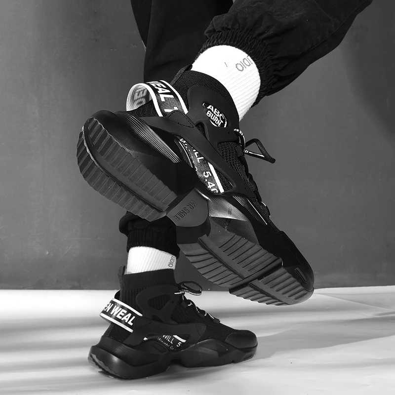 STRONGSHEN Men Running Shoes High-top Socks Chunky Sneakers Athletic Sports Shoes Breathable Jogging Trainers Chaussure Homme