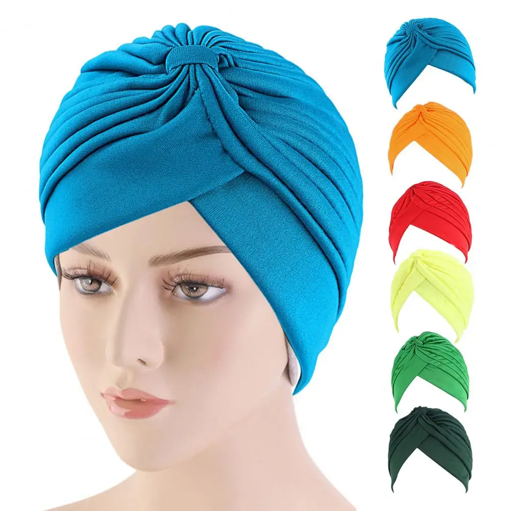 

New in Pleated Turban Hat Breathable Stretchy Anti-UV Sun-proof No Brim Beanie Hat Party Accessories