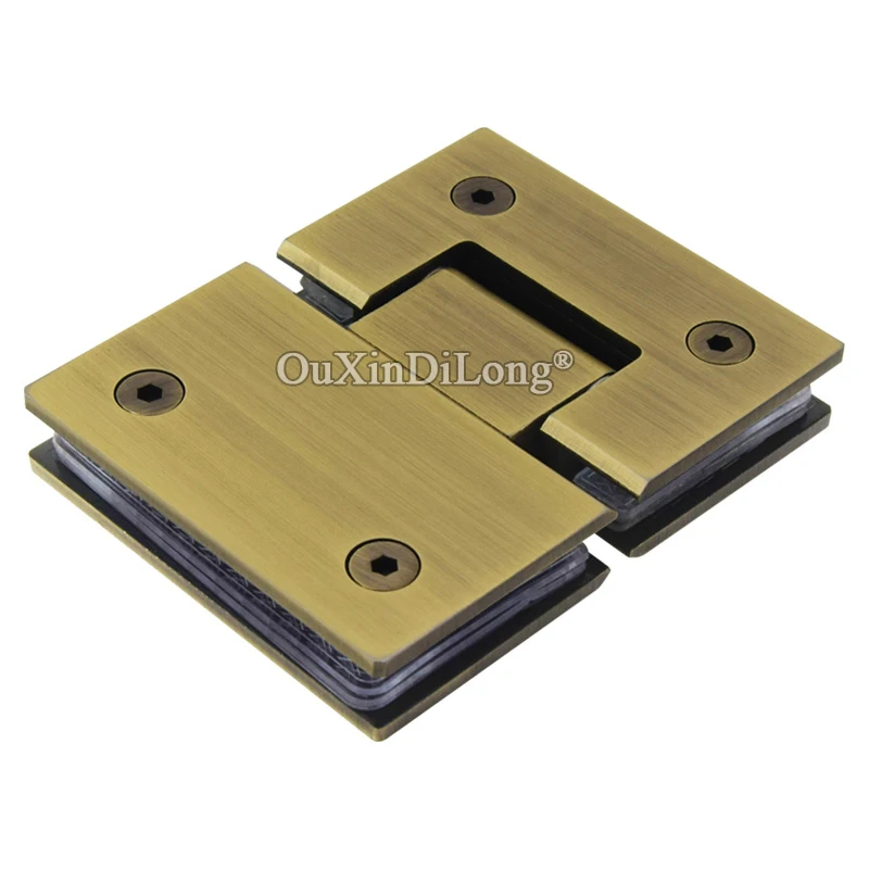 

Durable 2PCS 304 Stainless Steel Frameless Bathroom Door Hinges Brushed Bronze 180° Glass to Glass Fixed Clamp Hinges for 8~12mm