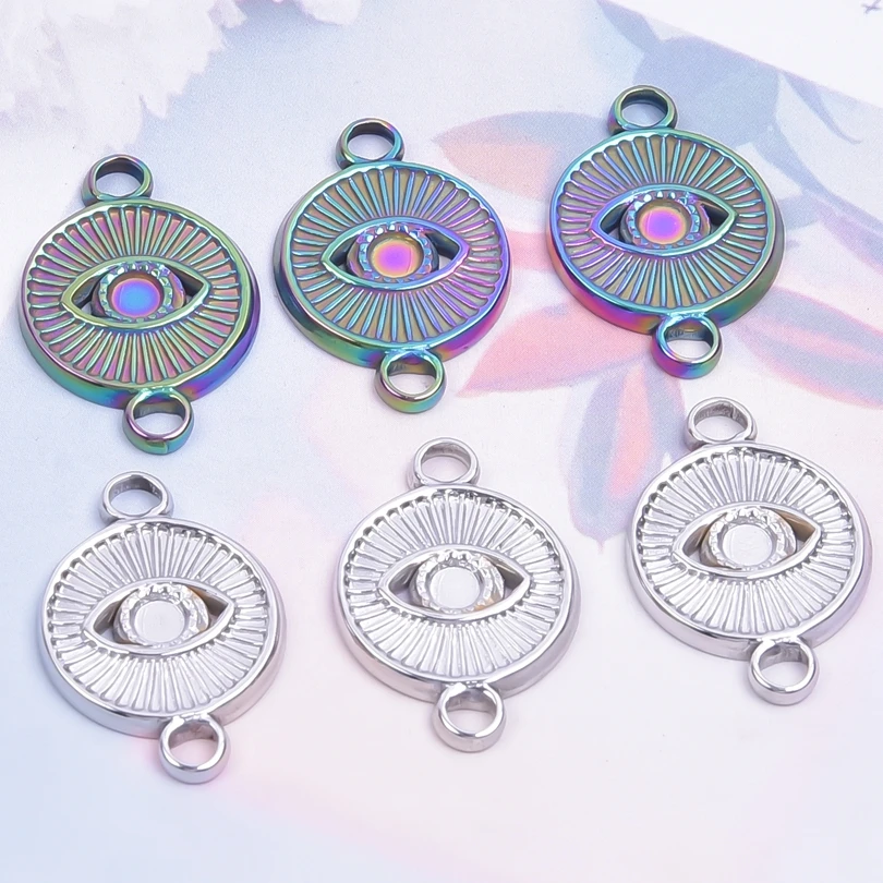 

4pcs/lot Trend Devil's Eye Pendant Fashion Turkish Eyes Double Ring Bohemian Bracelets Gifts Jewelry Making Bulk Charms amulet