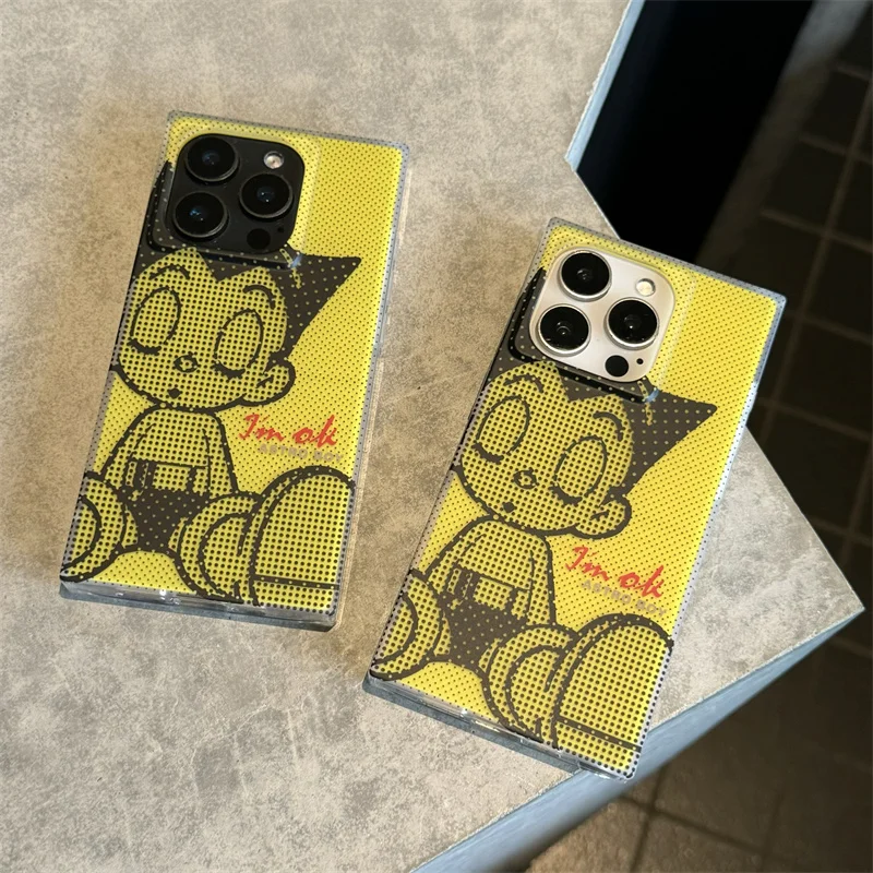 Японский чехол для телефона Astro Boy A-Astroboy iPhone 16 15 14 13 12 Pro Max роскошная квадратная