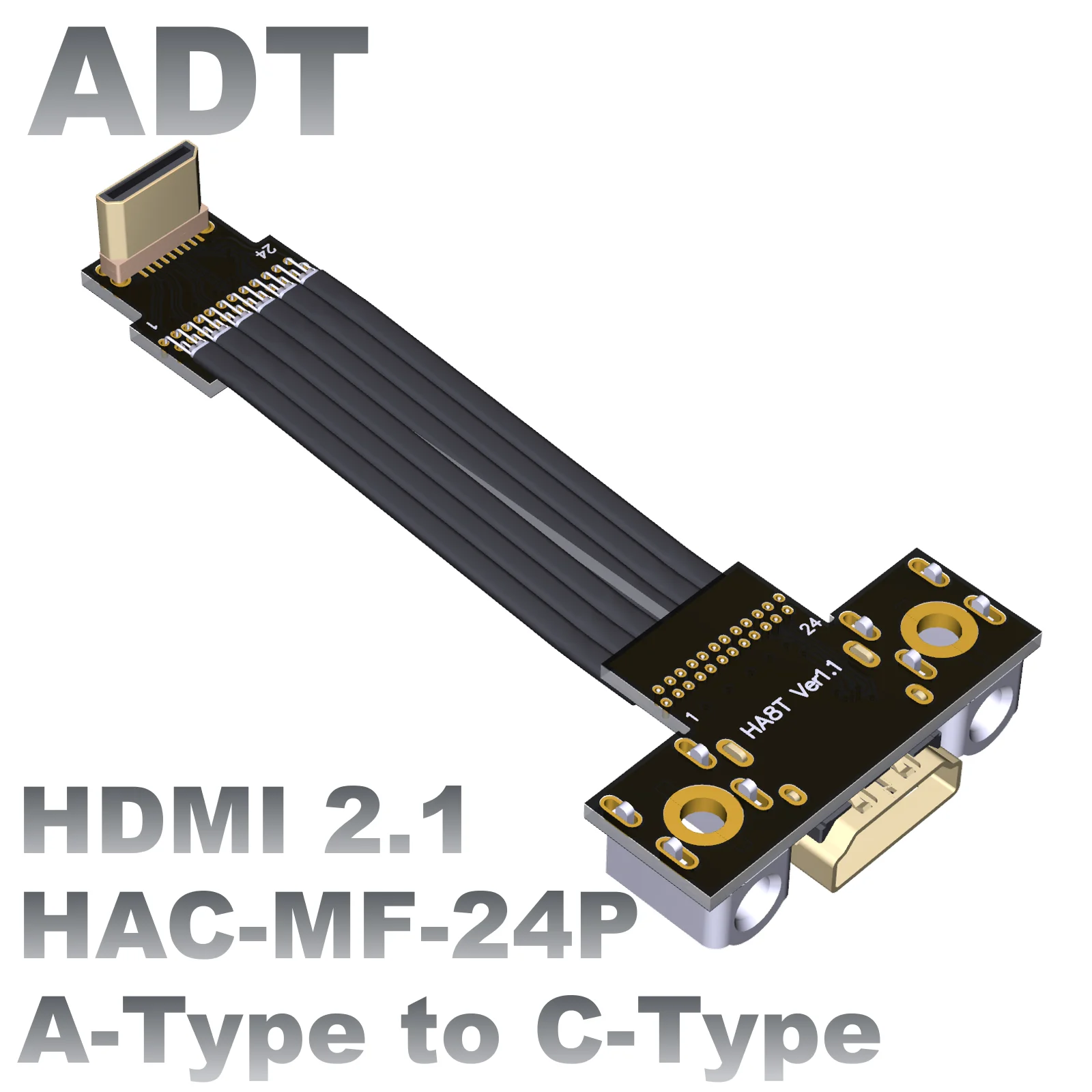 ADT  Mini HDMI Compatible 2.1 Male to female Built-in type flat thin video extension cable supports 4K/144Hz
