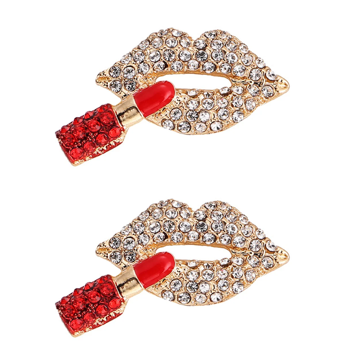 

2 Pack Lips Brooch Costume Hats Rhinestone Brooches Clothes Lapel Pin Metal Women Suit Rhinestones Aesthetic Miss