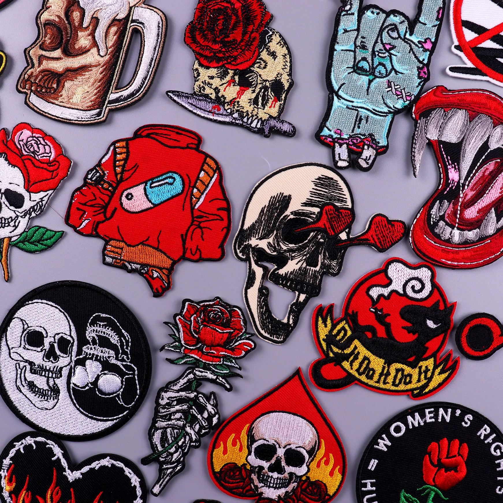 

Cool Skull Patch Embroidery Patches On Clothes Iron On Patches For Clothing Stickers Stripe Badge Applique For Sewing Decorate