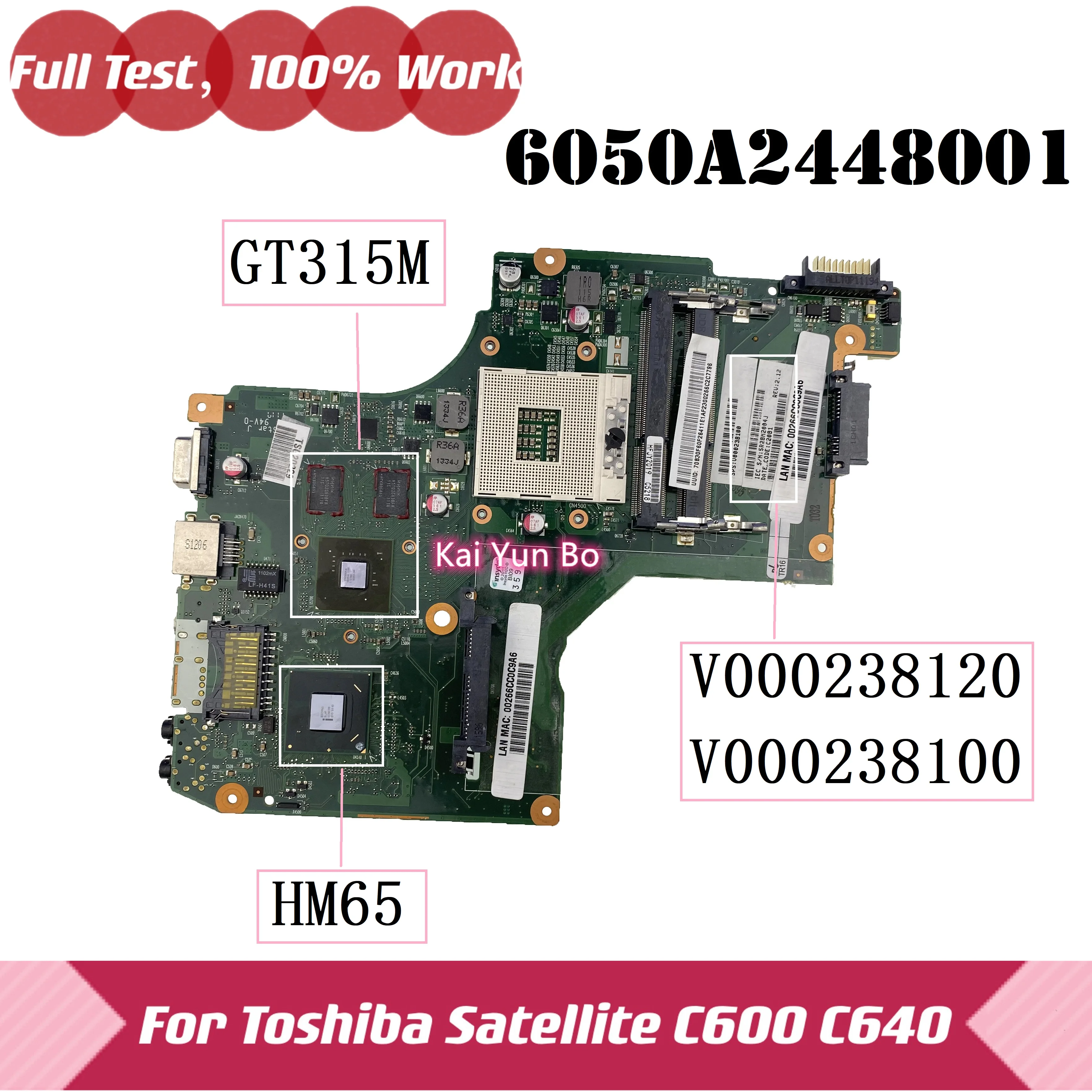 

Материнская плата 6050A2448001 V000238120 Toshiba Satellite C600 C640 Материнская плата ноутбука V000238100 N12P-GV-S-A1 Ноутбук HM65 DDR3