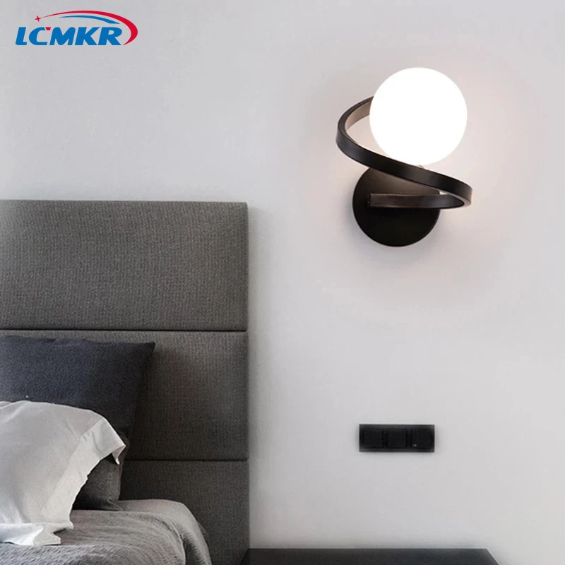 

Светодиодные Настенные светильники со стеклянными шариками для коридора, спальни, гостиной, лестницы, украшение для дома, креативные насте...