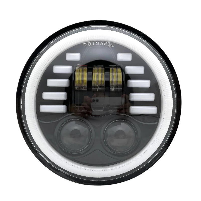 5 3/4 &quot5 75 дюйма черная светодиодная фара DRL проектор с ореолом кольцо для