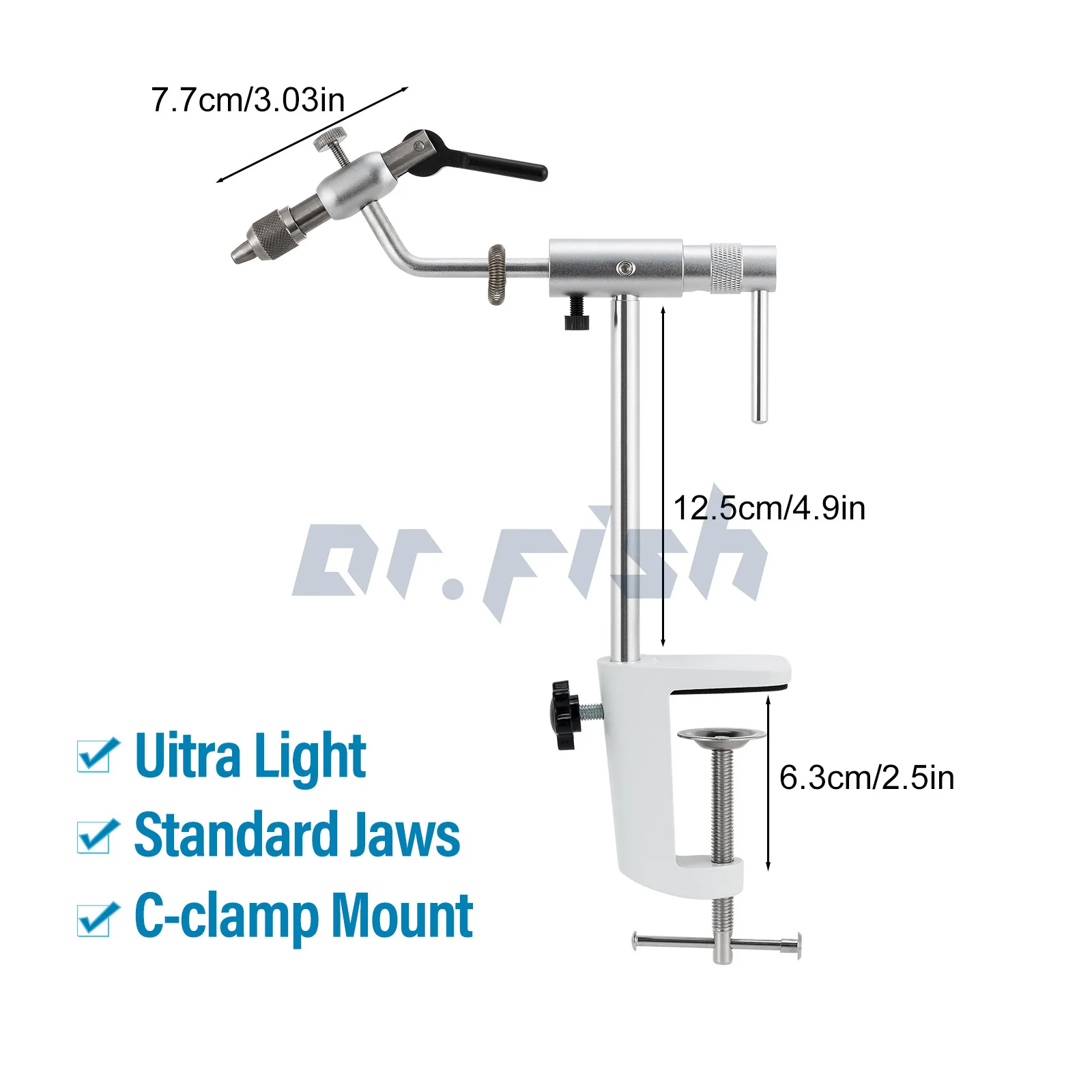 Fly Tying Vise 360 Degree Rotary Stainless Steel Aluminum Alloy Fishing Flies Tieing Tools C-Clamp Mount Standard Jaws