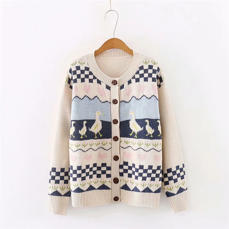 

Женский жаккардовый кардиган Mori Girl, свитер в стиле ретро Лолиты, вязаный жаккардовый кардиган в стиле ретро, осенняя куртка, топы, 2021