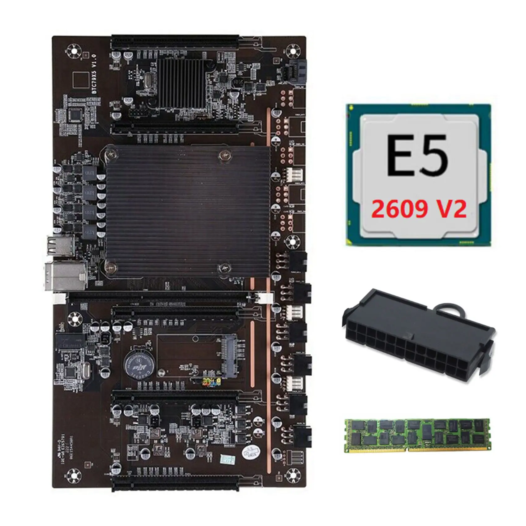 

H61 X79 BTC Miner Motherboard with E5 2609 V2 CPU+RECC 4G DDR3 Ram+24Pins Connector Support 3060 3070 3080 GPU
