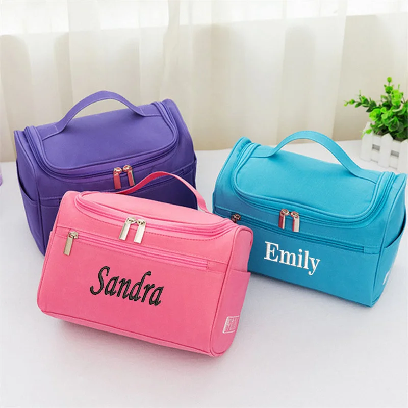 

Personalized Simple Cosmetic Bag Large-Capacity Travel Toiletry Bag Customized Embroidered Storage Portable Cosmetic Bag