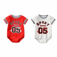 summer baby girls boys romper cotton short sleeve letter print jumpsuits for newborns sports style outfit 0 18 months