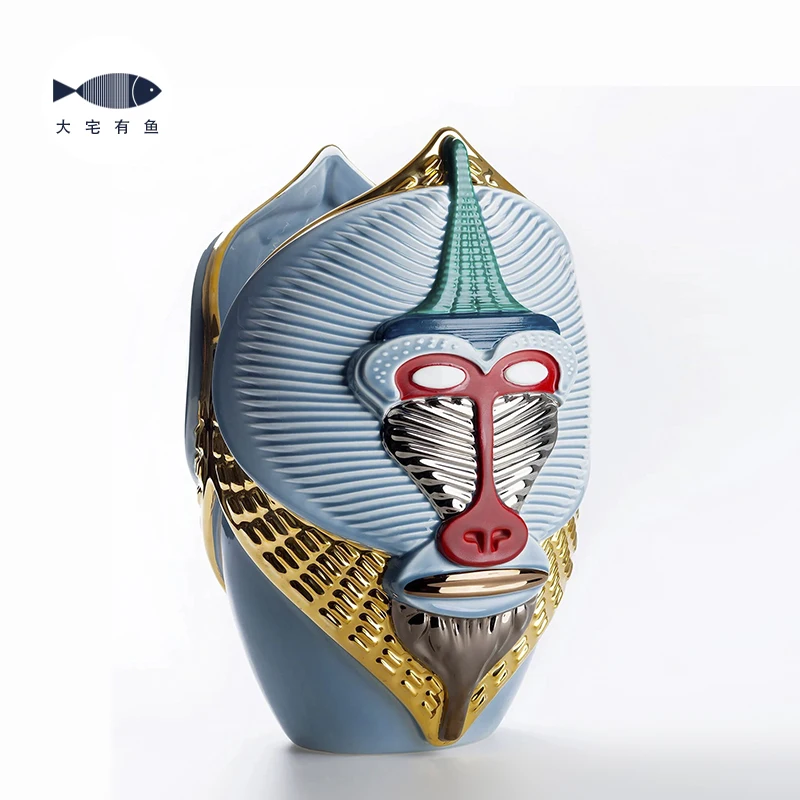 

Nordic Ceramic Vase Monkey Creative Large Flower Vase Modern Luxury Designer Table Living Room Decoration Vases Abstract Gift