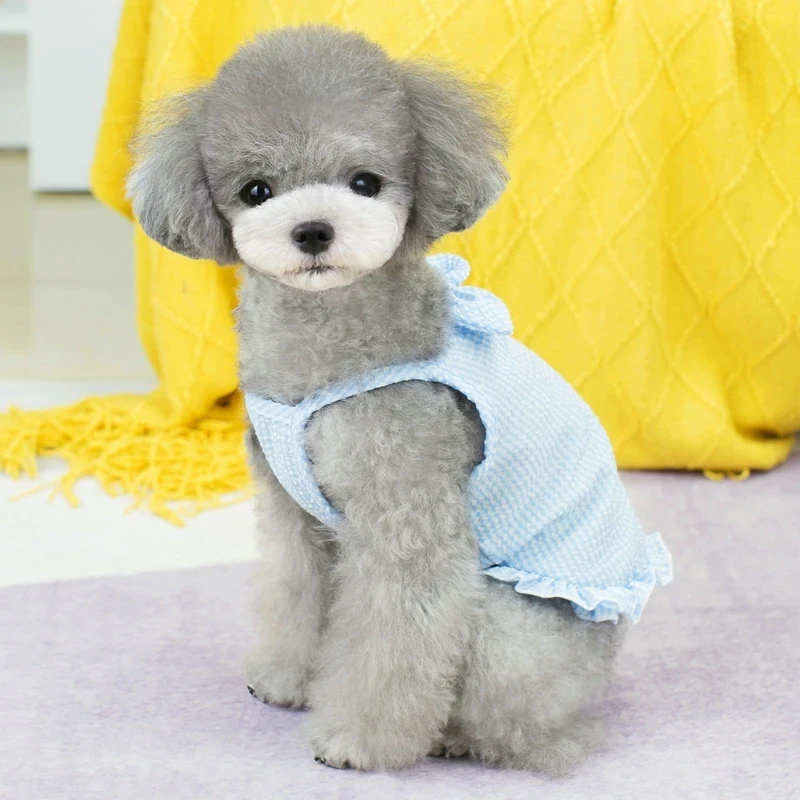 

2023 New Dog Clothes Skirt Summer Cat Puppy Small Dog Costume Dress Chihuahua York Pomeranian Shih Tzu Poodle Pet Vest Dress XS