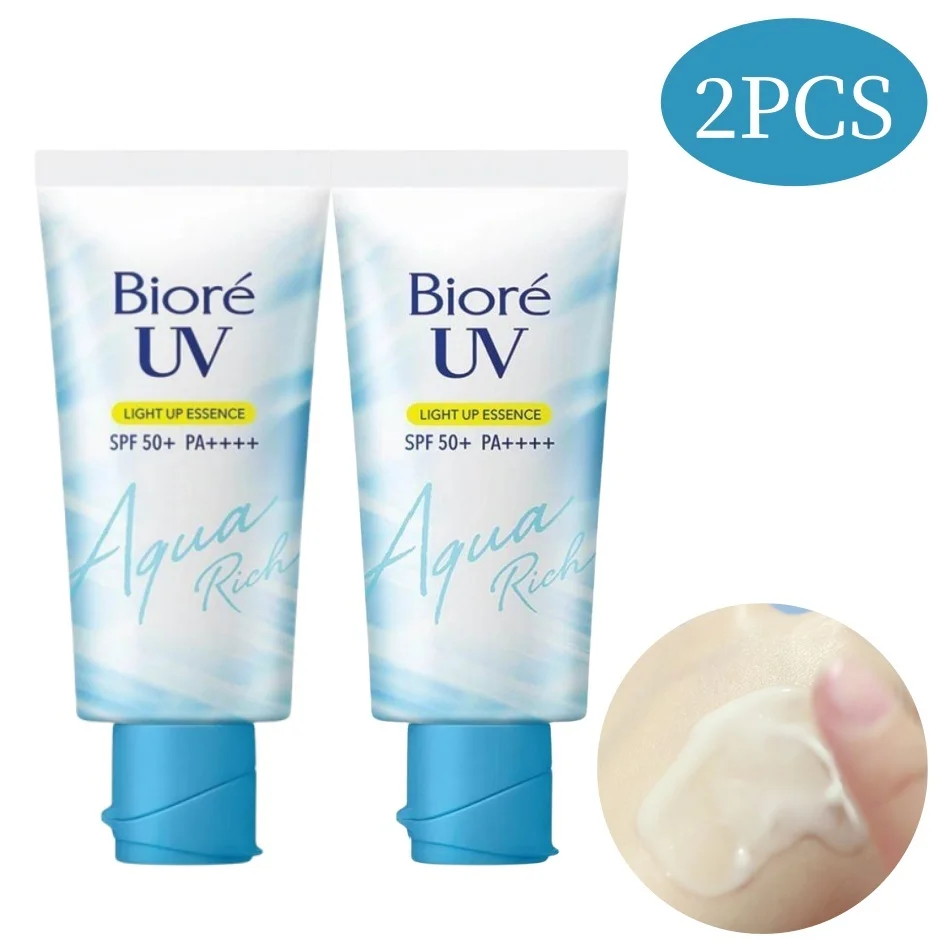 

2PCS Biore UV Light Up Essence Sunscreen 70g SPF50+PA++++ Face & Body Sunblock Aqua Rich Oil Control Sweatproof Anti-aging