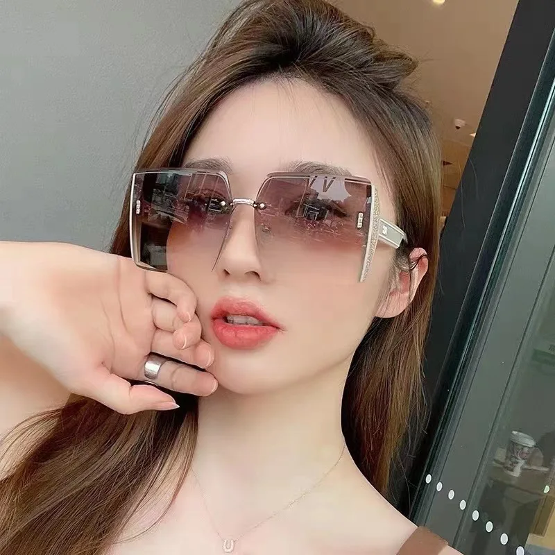 

New Rimless Cutting Sunglass Women 2023 Luxury Brand Eyewear Hign Quality Novelties Trend To Sell Sunglasses Women Free Shipping