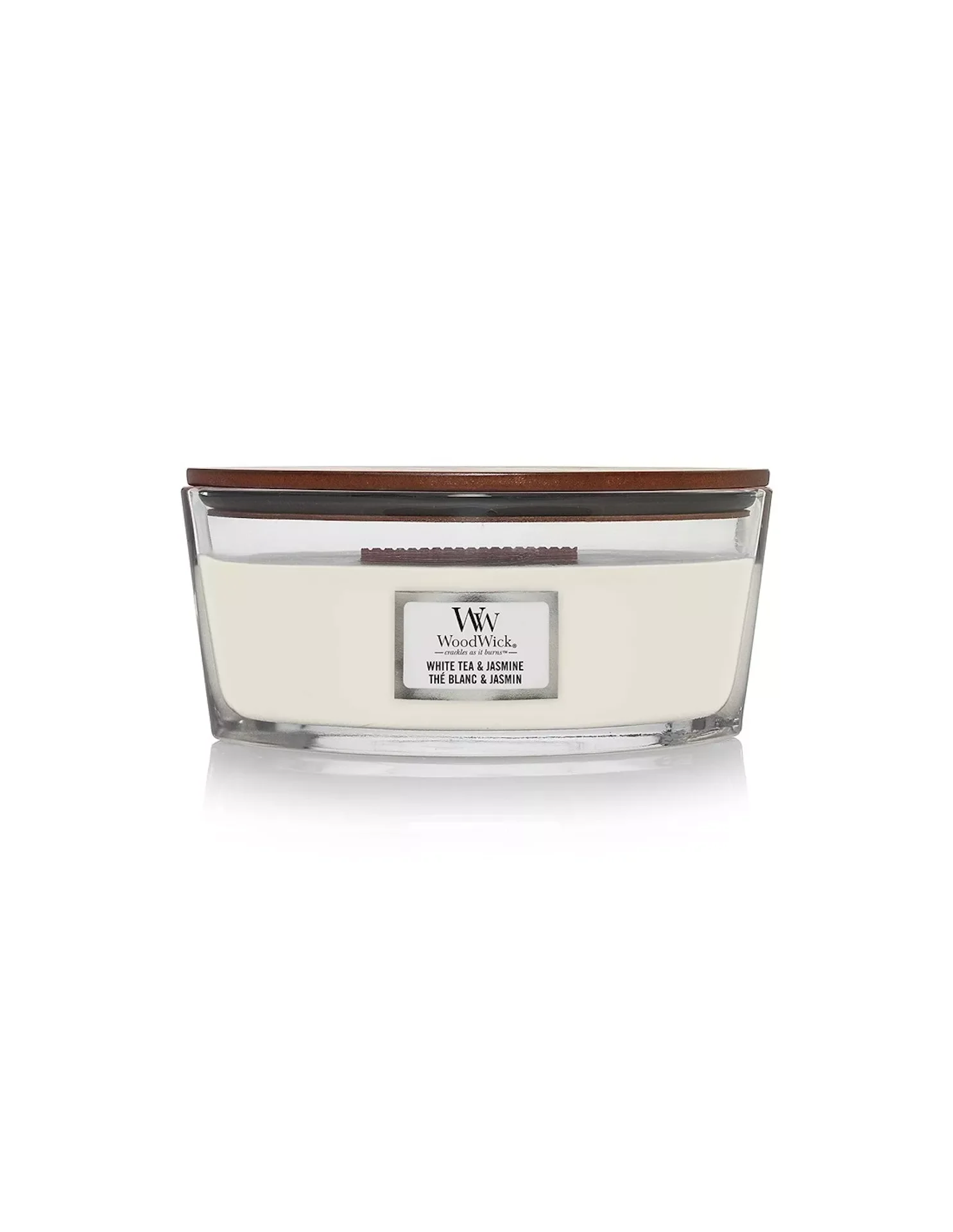 

NEW IN ELLIPSE WHITE TEA & JASMINE dimensions 19cm x 12cm x 9.2cm and has a burn time of up to 50 hours, our candles feature