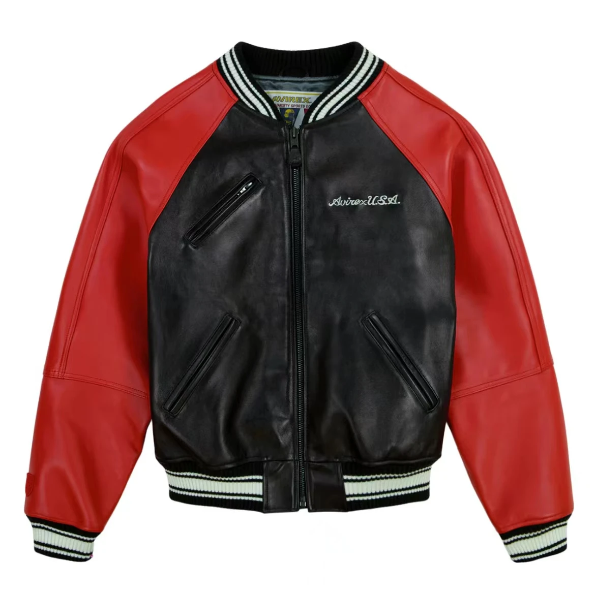 AVIREX осенняя новая куртка TRACK FIELD VARSITY из овечьей кожи мужская бейсбольная одежда