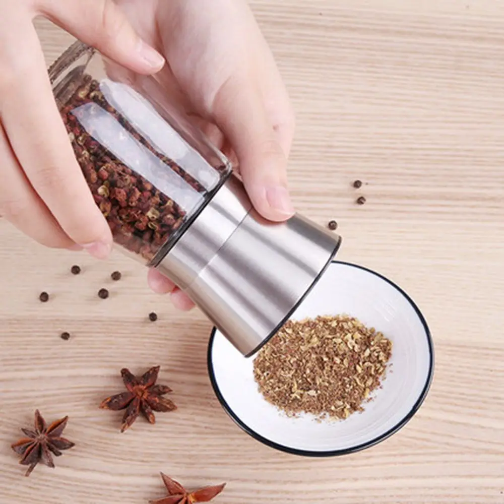 

Stainless Steel Salt Pepper Mill Grinder Spice Herp Glass Muller Kitchen Cooking Supplies BBQ Tools Manual Food Herb Gadgets