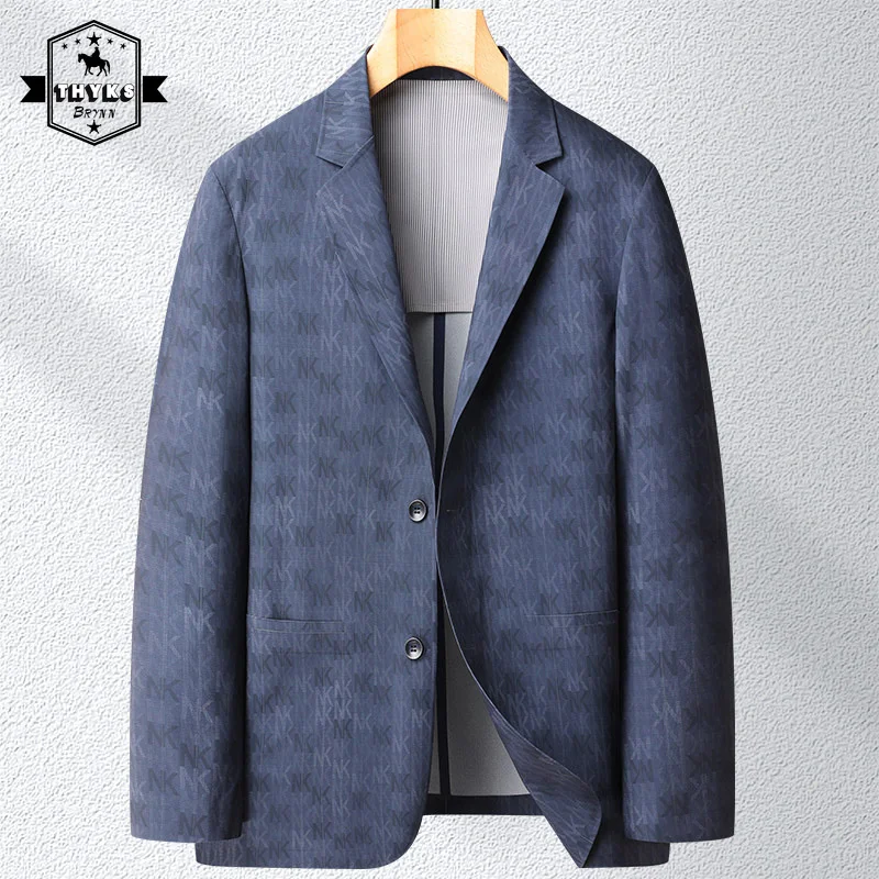 Blazers Men Printing Suit Loose Casual Jacket Business Sunscreen Coats Spring Autumn blue Elegant Outfits Fashion 2022 New